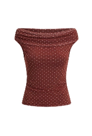 Burgundy polka top off shoulder top.