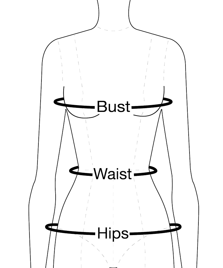 Body Measurement Illustration Guide - Bust, Waist, Hips